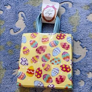 8 Easter Egg Pattern Gift Bag with Blue Rope Handles